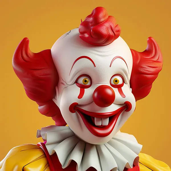 Droit d'auteur et IA, une mascotte de clown gentil pour un fast food